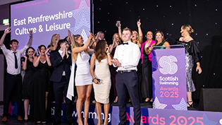 Awards night group photo of Learn to Swim Provider of the Year winner East Renfrewshire Culture and Leisure
