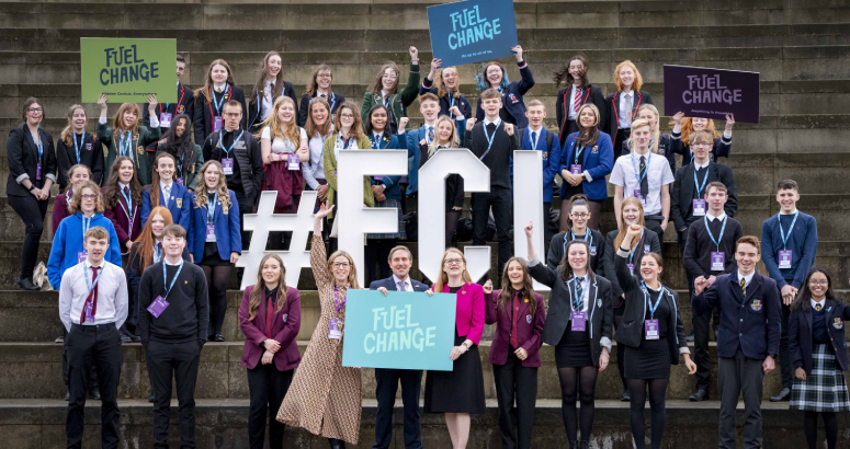 Fuel Change Live event group photo outside Dynamic Earth