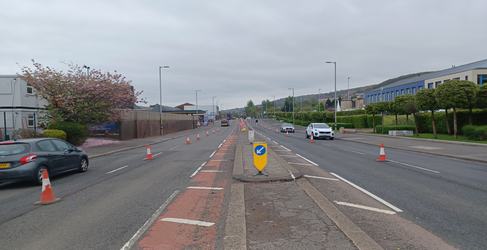 The same traffic management was used for preliminary works in May A8 Greenock Flood Alleviation Project